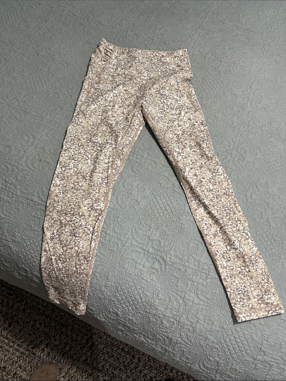 ZYIA Neutral Speckled Leggings - Beige & White